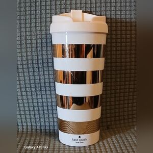 Kate Spade Gold & Cream Striped Tumbler (020326B)